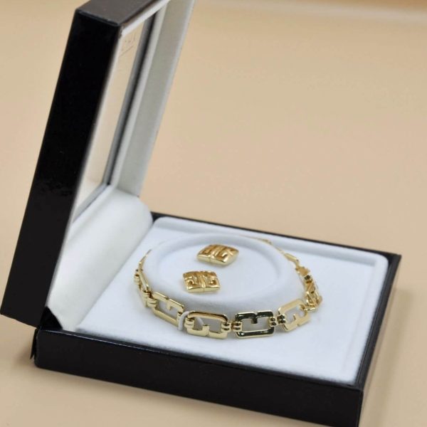 Initial Letter Bracelet and Earrings  Set