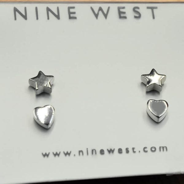 Nine West Silver-Tone Star & Heart Stud Earrings - Image 3